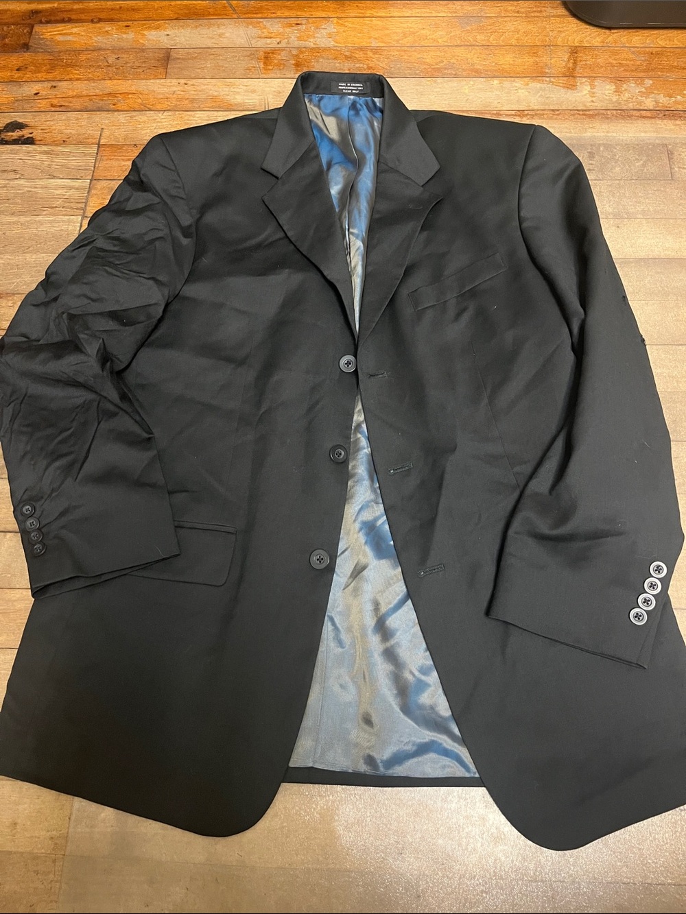 Alfani Black Pea Coat with Blue Lining